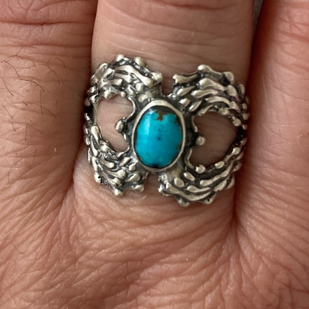 Artisan Made Authentic Turquoise And Silver Ring - image 4